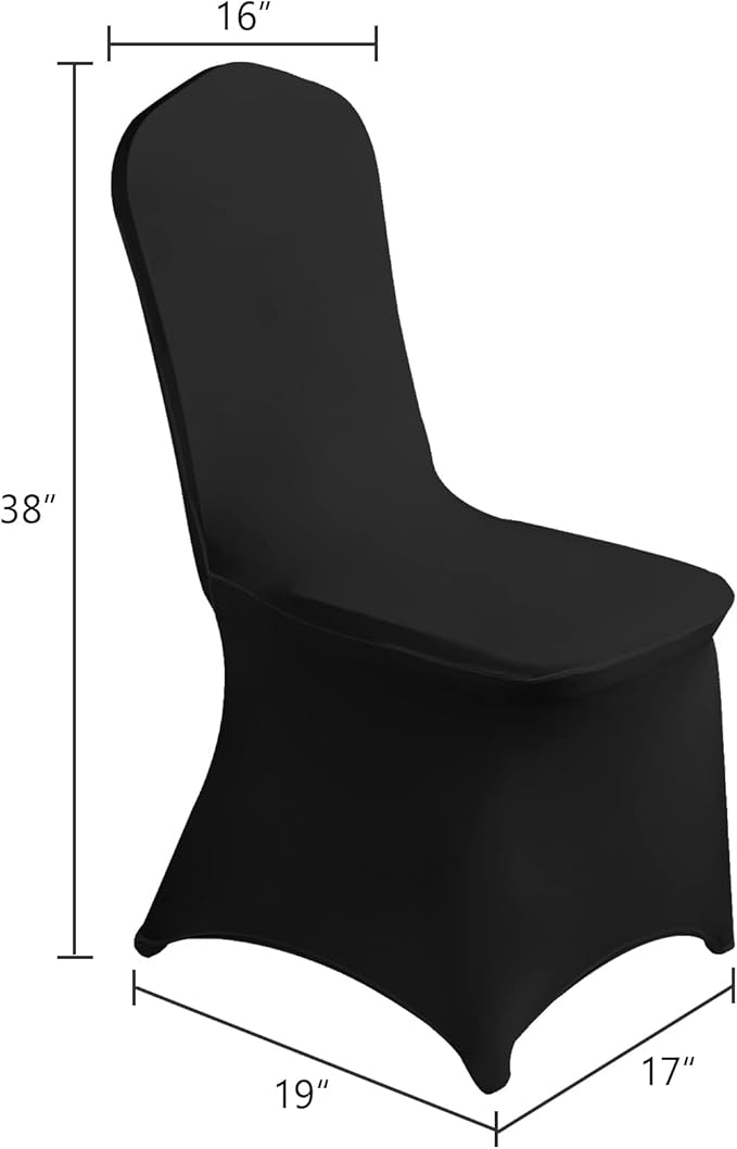SuperO Waterproof Spandex Chair Cover 12PCS, Stretch Dining Chair Covers, Polyester Outdoor Chair Covers, Protector Stretch Chair Cover for Party Universal, Banquet, Wedding Event, Hotel(Black)
