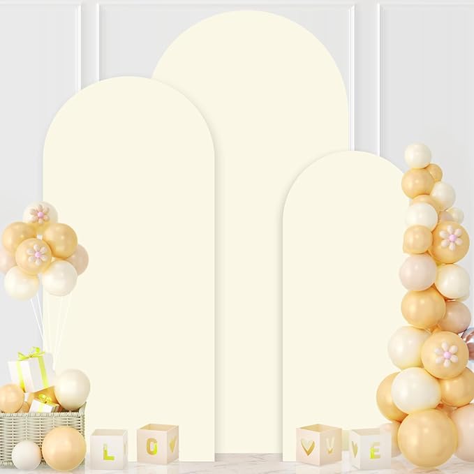 MODFUNS Ivory Arch Cover 4&5&6ft Wedding Arch Cover Set of 3 Spandex Arch Stand Covers Double Sided Stretchy Backdrop Covers for Wedding Ceremony Party Banquet Decoration