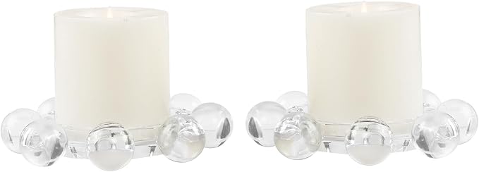 Kitcom Crystal Candle Holders Pack of 2 Pillar Candlestick Decorations for Home Party Dinner Christmas 5.9'' X 1.2'', Suitable for Large Cylindrical Candles, Clear