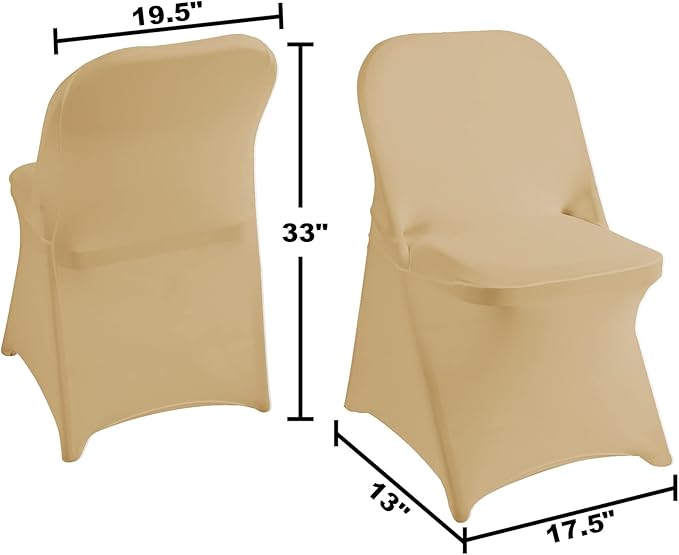 magalo 12 Pack Champagne Spandex Folding Waterproof Chair Cover, Stretch Chair Cover Protector for Wedding, Party, Dining Banquet and Other Special Events