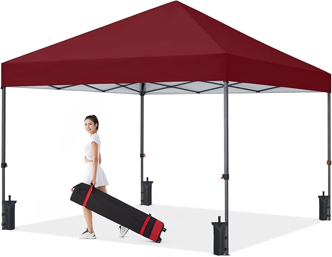 COOSHADE Durable Easy Pop Up Canopy Tent 10x10Ft, Burgundy