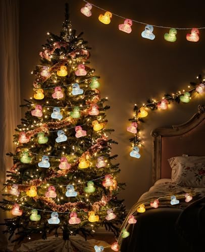 AceList 60 LED Glitter Rubber Ducks String Lights Funny Light with USB & Waterproof Battery Box, Christmas Ducks, Unique Gifts for Jeep Ducks Lovers, Colorful Party, Birthday, Christmas Decor