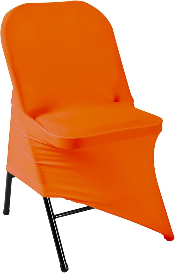 Spandex Chair Cover,12PCS,Living Room Folding Chair Covers,Removable Chair Covers Washable Protector Stretch Chair Cover for Party, Banquet,Wedding Event,Hotel(Orange)
