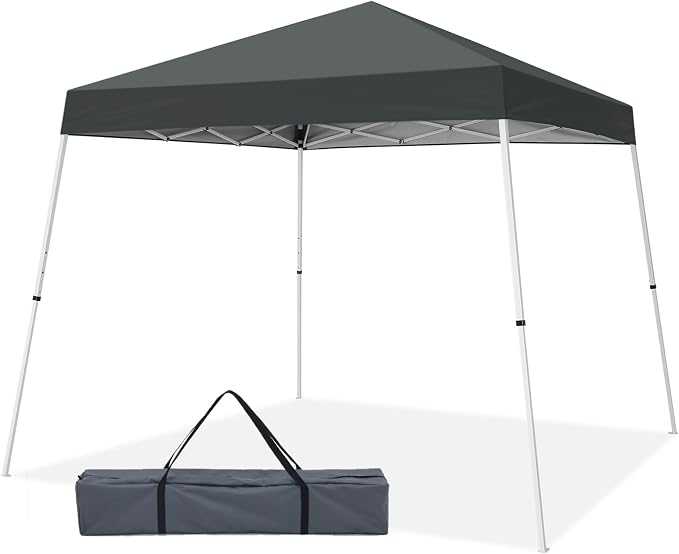 10x10 Pop Up Canopy Tent with Carry Bag, Slant Leg Instant Shade Shelter for Outdoor Events, Camping, Sports, Parties, Gray
