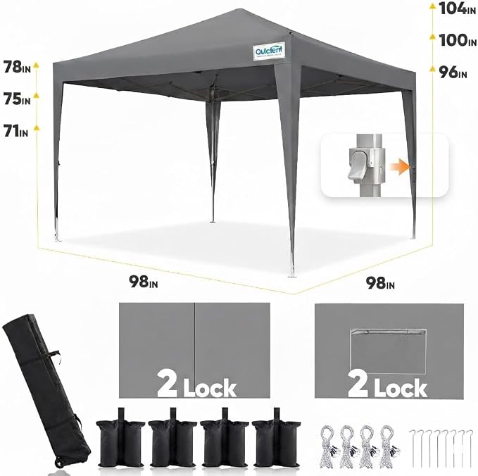 Quictent Privacy 8x8 Pop up Canopy Tent with Sidewalls and Roll-up Ventilated Windows, One Person Easy Setup, Outdoor Commercial Gazebo Shelter Enclosed Waterproof, Bonus 4 Sandbags