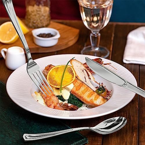 Exquisite Silver Plastic Spoons Heavy Duty 160 Pieces Silver Plastic Silverware Heavy Duty Disposable Silverware Set, Disposable Spoons Eating Utensils Sets Flatware Set For Parties & Events