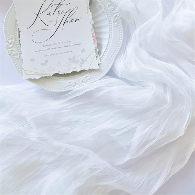 Joanlody Ivory Cheesecloth Table Runner Spring Summer 10Ft Rustic Gauze Boho Cheese Cloth Table Runner for Wedding Bridal Baby Shower Decoration