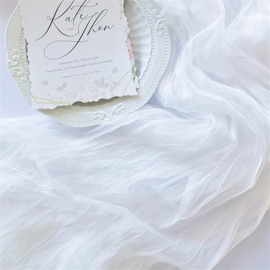 Joanlody Ivory Cheesecloth Table Runner Spring Summer 10Ft Rustic Gauze Boho Cheese Cloth Table Runner for Wedding Bridal Baby Shower Decoration