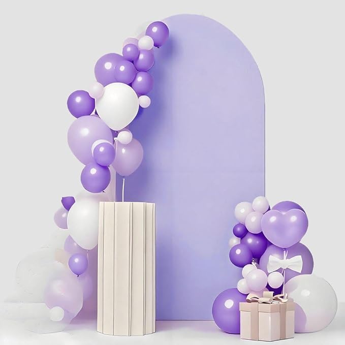 Two-Sided Lavender 7.2 FT Wedding Arch Cover, Spandex Arch Backdrop Cover for Wedding Birthday Party Decor
