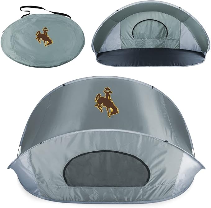 PICNIC TIME NCAA Georgia Tech Yellow Jackets Manta Portable Beach Tent, Pop Up Tent, Beach Sun Shelter Pop Up, (Gray with Black Accents)