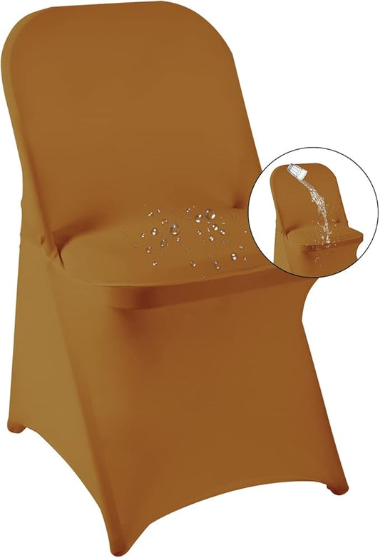 magalo 12 Pack Gold Spandex Folding Waterproof Chair Cover, Stretch Chair Cover Protector for Wedding, Party, Dining Banquet and Other Special Events