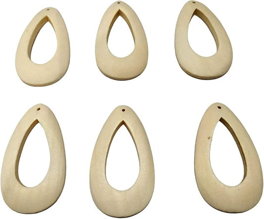 50pcs Unfinished Wood Earrings Dangle Pendants Crafts DIY Jewelry Making Findings 5cm Wooden Simple Drop Earring Dangle Water Drop Charms