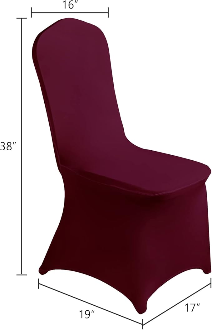 SuperO Waterproof Spandex Chair Cover 25PCS, Stretch Dining Chair Covers, Polyester Outdoor Chair Covers, Protector Stretch Chair Cover for Party Universal, Banquet, Wedding Event, Hotel(Burgundy)