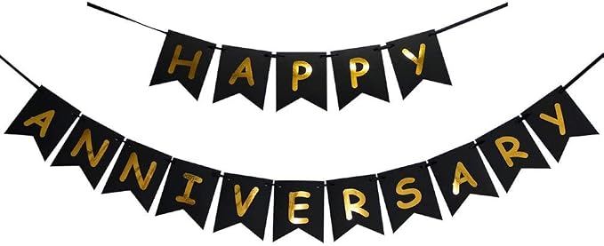 Happy Anniversary Banner Party Hanging Paper Fans Decoration for Birthday Wedding Party, Happy Anniversary Decorations.
