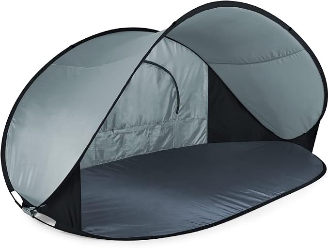 PICNIC TIME NCAA Georgia Tech Yellow Jackets Manta Portable Beach Tent, Pop Up Tent, Beach Sun Shelter Pop Up, (Gray with Black Accents)