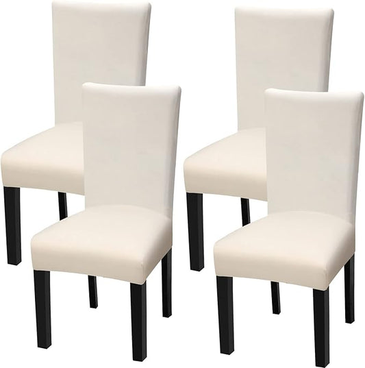 Fuloon 4 Pack Super Fit Stretch Removable Washable Short Dining Chair Protector Cover Seat Slipcover for Hotel, Dining Room, Ceremony, Banquet Wedding Party