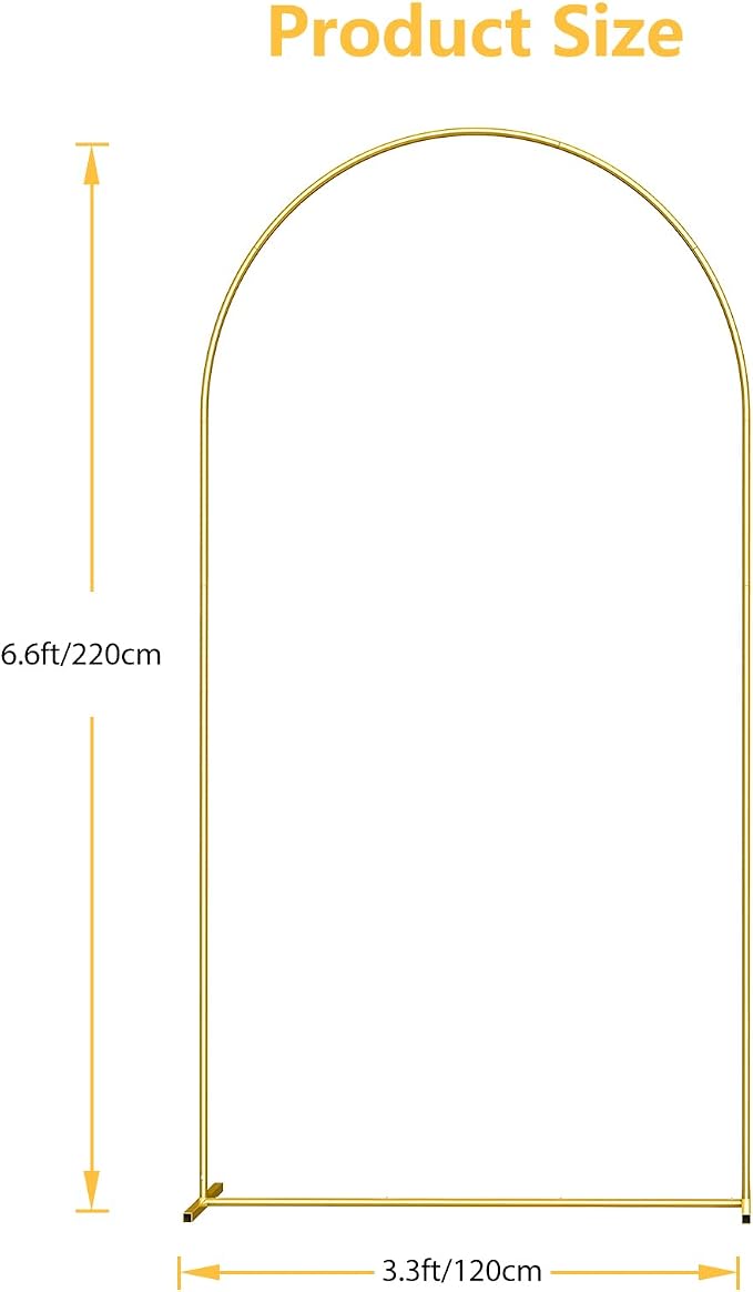 6.6FT Metal Arch Backdrop Stand, Gold Wedding Arch Frame, Balloon Arches Backdrop Stand for Birthday Party Baby Shower Graduation Ceremony Decoration