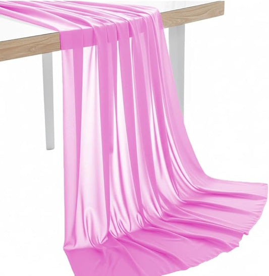 MDS Pack of 25 Yard Chiffon Fabric, Sheer Soft Draping Fabric Bolt for Wedding Party Backdrop Arch Decoration, Apparel Bridal Dress Sewing DIY Crafts Solid Gauze Fabrics 44” Wide - Bubblegum Pink