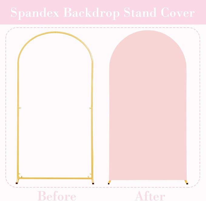Pink Arch Cover 2 Set - 7.2 and 6ft Pink Arch Backdrop Cover Spandex Wedding Arch Stand Covers for Birthday Party Baby Shower Girls Bridal Shower Photo Balloon Arch Covers Stretchy Backdrop Background