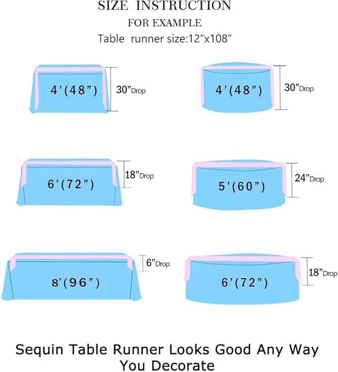 ShinyBeauty 12" x 108" Navy Blue Sequined Table Runner | Sparkle Table Runner for Parties & Weddings | Elegant Coffee Table Decor | Metallic Christmas Table-Runners | Durable Linen Fabric