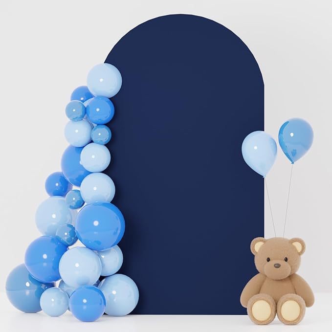 FOTSHARER Wedding Arch Cover Navy Blue 4x7.2FT 2-Sided Chiara Arch Covers for Metal Arch Stand Spandex Fitted Arch Backdrop Cover for Birthday Baby Shower Party Round Top Arch Cover Backdrop Fabric
