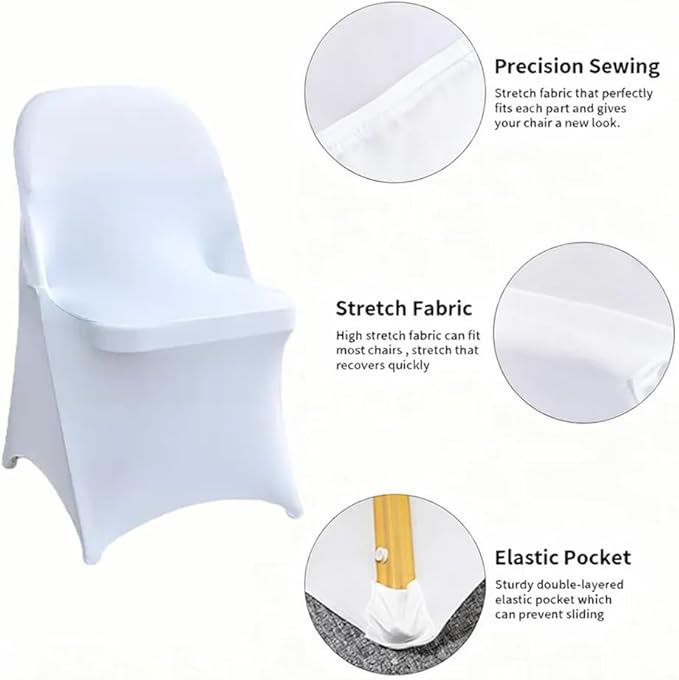 30 Pcs White Folding Chair Cover Washable Removable Universal Fitted Chair Cover Protector for Wedding Party Banquet Holidays Celebration Decoration Chair Covers