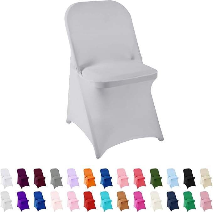 Spandex Chair Cover,25PCS,Living Room Folding Chair Covers,Removable Chair Covers Washable Protector Stretch Chair Cover for Party, Banquet,Wedding Event,Hotel(Sliver)