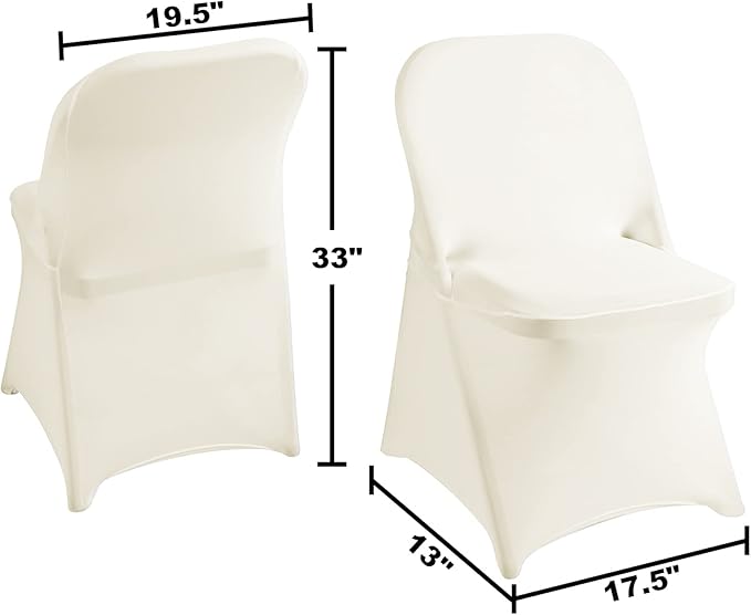 magalo 12 Pack Ivory Spandex Folding Waterproof Chair Cover, Stretch Chair Cover Protector for Wedding, Party, Dining Banquet and Other Special Events