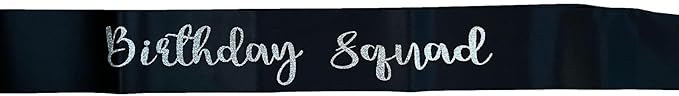 10Pcs Birthday Squad Sash Silver Glitter Black Satin Sashes Funny Birthday Sashes Birthday Party Supplies Gifts