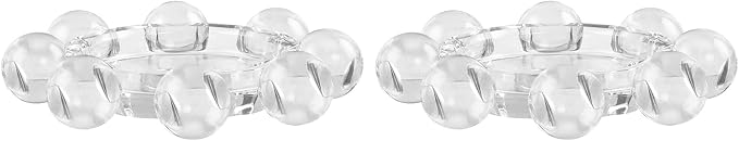 Kitcom Crystal Candle Holders Pack of 2 Pillar Candlestick Decorations for Home Party Dinner Christmas 5.9'' X 1.2'', Suitable for Large Cylindrical Candles, Clear