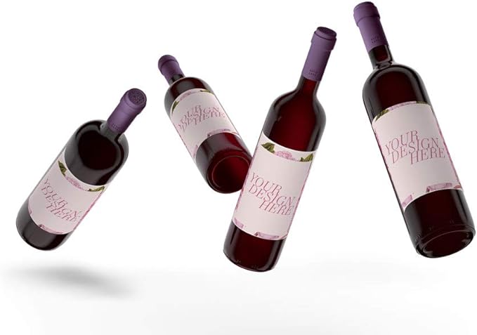 40 Large Wine Bottle Kraft Printable Labels, 4x5 inches, fits Classic Bordeaux, Burgundy, and Champagne Bottles (Pastel Pink (Laser or Inkjet))