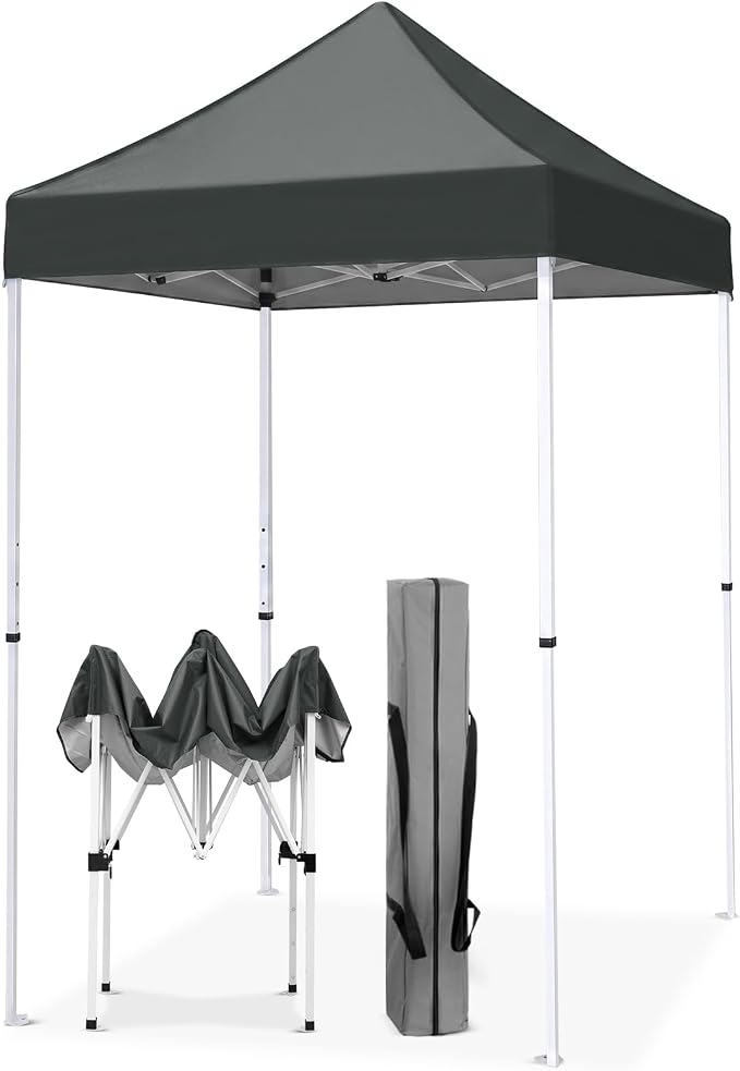 EAGLE PEAK 5x5 Pop Up Canopy Tent Instant Outdoor Canopy Easy Set-up Straight Leg Folding Shelter, Gray