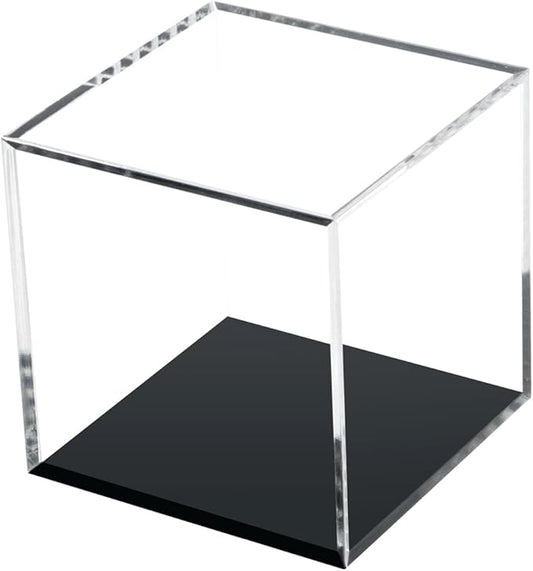 Clear Acrylic Boxes for Collectibles Display, Removable Countertop Storage Box Cube Organizer Stand Riser, Dustproof Protection Showcase for Crystals Minerals Slab Fossil Coral, 3x3x3Inch