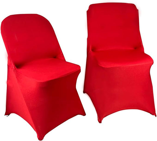 10PCS Stretch Spandex Folding Waterproof Chair Covers,Universal Fitted Chair Cover Protector for Wedding Party Banquet Holidays Celebration Decoration(Red)