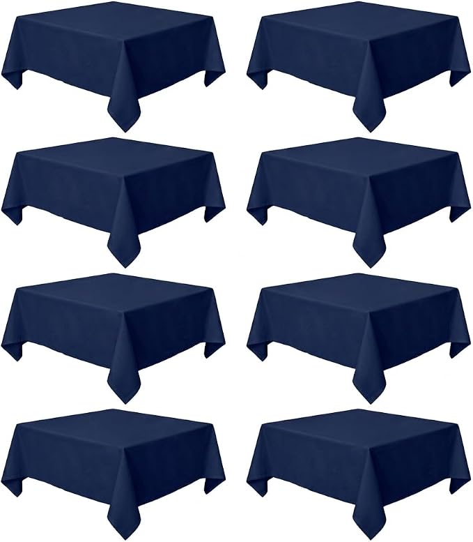 8 Pack Navy Blue Square Tablecloth 54x54 Washable Polyester Table Cloth for Square or Round Tables, Wrinkle Resistant Fabric Decorative Covers for Dining Party Banquet Buffet and Wedding