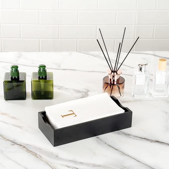 Luxenap 15.8 X 7.9 Inch Linen-Feel Guest Towels, 2000 Lettered Hand Towels - Gold Letter 'T', Sans Serif Font, White Paper Dinner Napkins, airlaid, For Restrooms And Tables