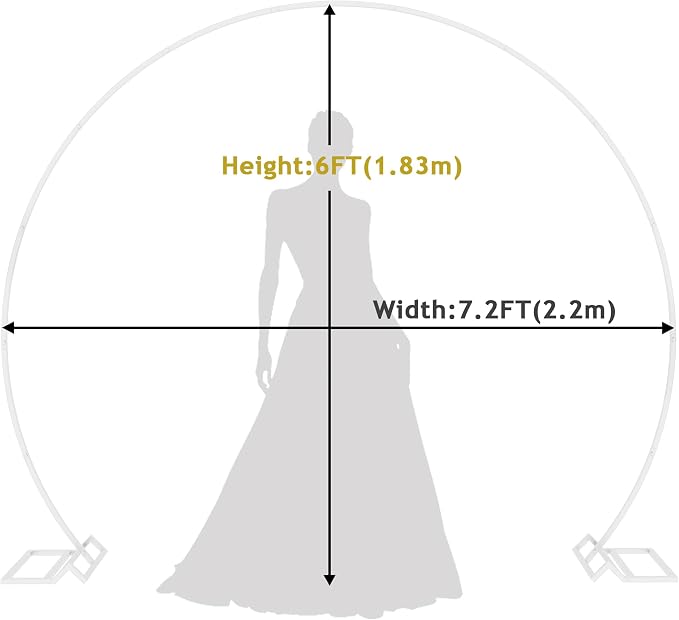 Fomcet 7.2FT Round Backdrop Stand White Metal Circle Balloon Arch Frame for Birthday Wedding Party Anniversary Valentine Wedding Ceremony Decorations Thickened Square Tubes