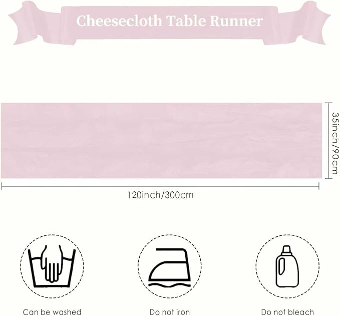 Cheesecloth Table Runner 10ft Rustic Gauze Cheese Cloth 35 x 120 Inches Long for Christmas Wedding Bridal Baby Shower Birthday Table Decorations (Dusty Pink, 10 Pack-10FT)