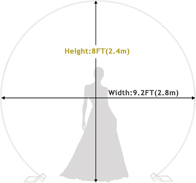 Fomcet 9.2FT White Wedding Arch Metal Round Backdrop Stand Large Circle Balloon Arch Frame Floral Flower for Anniversary Birthday Party Valentine Ceremony Decorations