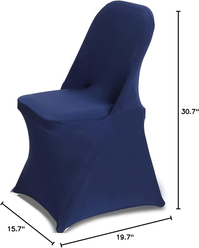 HAINARverS Folding Chair Covers for Wedding, 10pcs Stretch Spandex Washable Fabric Chair Cover, Decoration Chair Cover for Wedding, Party, Banquet, Birthday, Conference, Event(Navy Blue, 10 PCS)