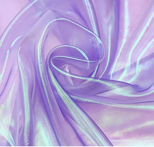 YYCRAFT Two Tone Sheer Organza Fabric by The Yard for Curtain Weddings Decor 2 Yards, Iridescent Lavender
