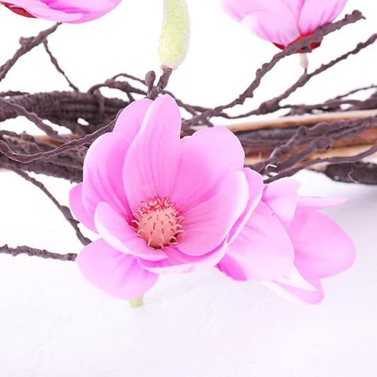 118 inch Artificial Magnolia Orchid Flowers Ivy Vines Garland Fake Tree Branches Trunk with Flores Wreath for Wedding Arch Wall Hanging Home Room Mantel Spring Decoration (Rose red)
