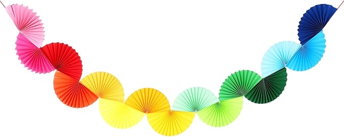 uxcell Paper Fan Garland, 5.25ft Paper Garland Hanging Decorations Set Party Hanging Decorations Fans for Birthday Parties Holiday Ornaments Family Gatherings Weddings, Colorful