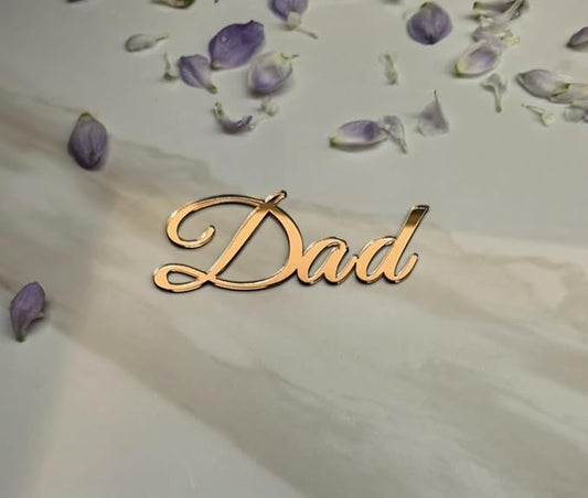 15pcs of Dad/Daddy Cake Toppers,Father's Day Cake Toppers,Mirror Acrylic Cupcake Topper for Happy Birthday Father's day Cake Party Decoration (4'', Rose Gold Mirror)