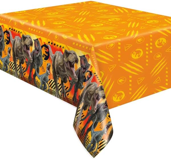 Jurassic World Fallen Kingdom Dinosaur Birthday Party Supplies Decoration Bundle Pack Includes Dessert Cake Paper Plates, Napkins, Table Cover, Happy Birthday Banner - Serves 16