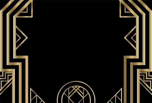 Laeacco Art Deco Vintage Background 10x8ft Black and Gold Photography Background Golden Abstract Geometric 3D Ornament Modern Style Backdrops luxurious Birthday Wedding Party Banner Child Kid Portrait