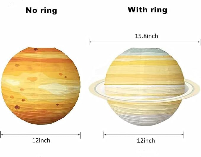 Folding Outer Space Planet Paper Lanterns Reusable Solar System Planets Hanging Lanterns Ornament Lamp Cover for Outer Space Birthday Party Home Decoration Supplies (12 inches;8pcs)