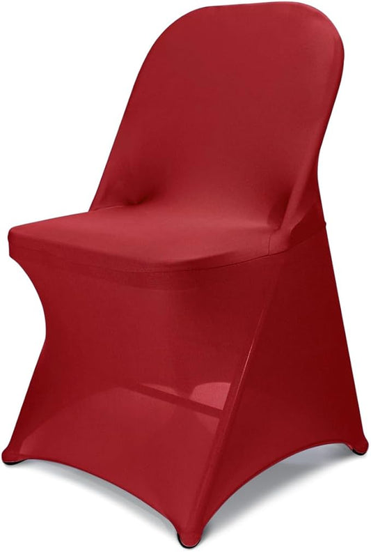 Babenest Spandex Folding Chair Covers Upgraded Universal Stretch Washable Fitted Chair Slipcovers Protector for Wedding, Holidays, Banquet, Party, Celebration (30, Red)