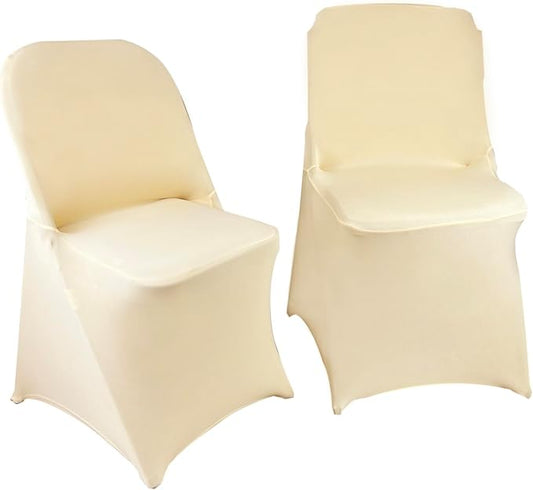 10PCS Stretch Spandex Folding Waterproof Chair Covers,Universal Fitted Chair Cover Protector for Wedding Party Banquet Holidays Celebration Decoration(Champagne)