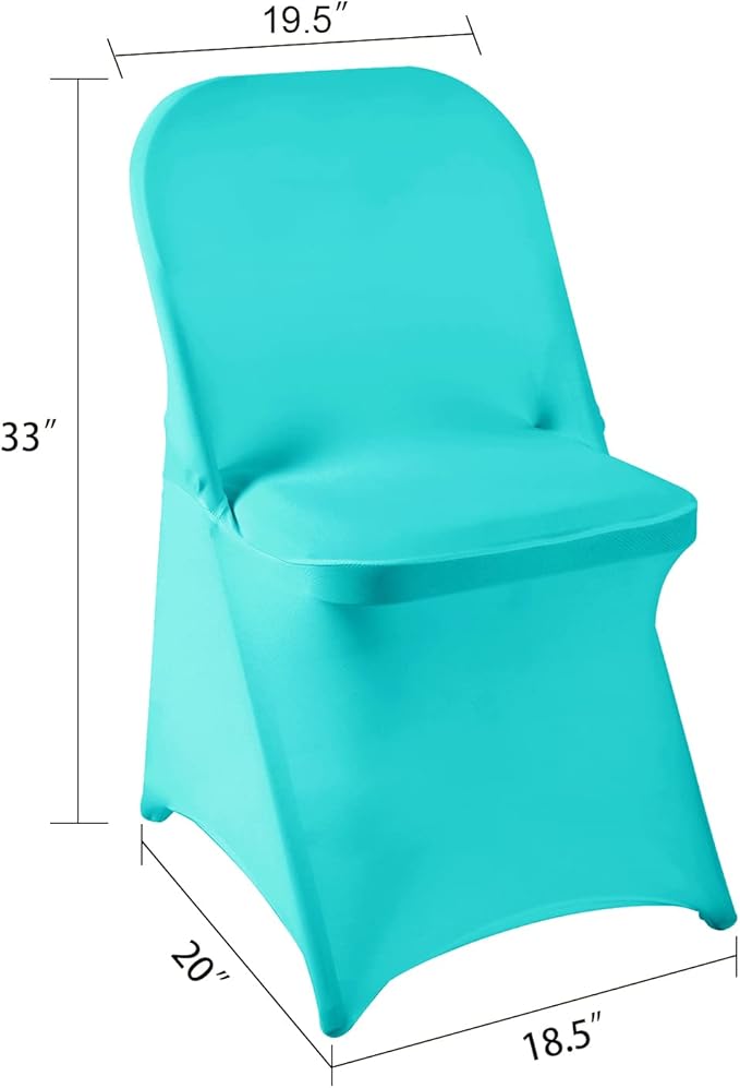 Howhic Folding Chair Covers for Party 36pcs, Turquoise Universal Spandex Chair Covers for Folding Chairs, Stretchy Fitted Chair Covers for Wedding, Party, Banquet, Conference (36pcs, Turquoise)